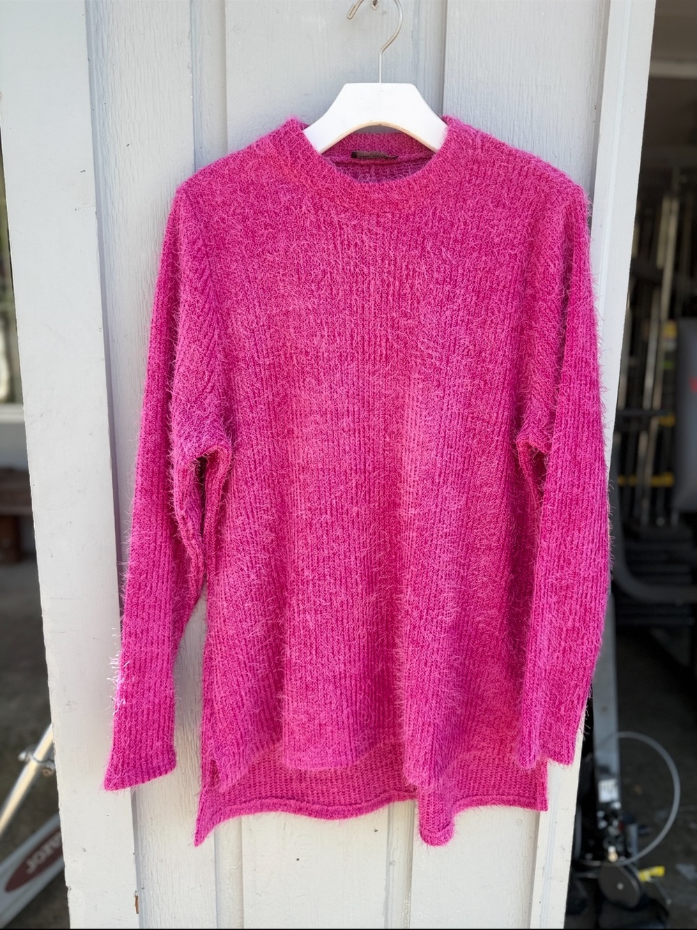 Lane Bryant Hot Pink Fuzzy Crewneck Sweater size 14/16